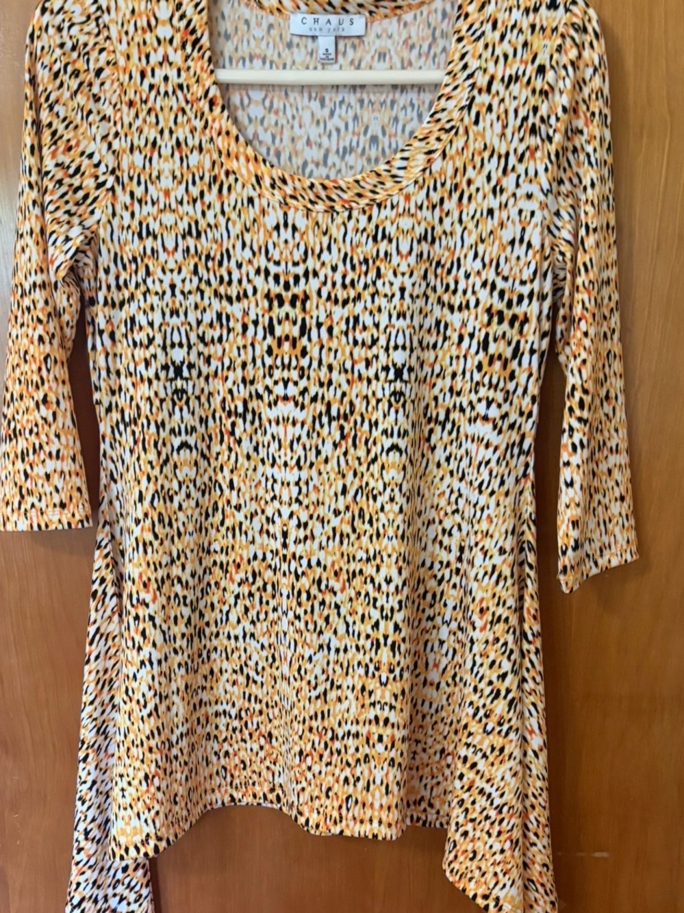 CHAUS RETRO New York printed tunic top w/leopard print- Y2K - Picture 2 of 4
